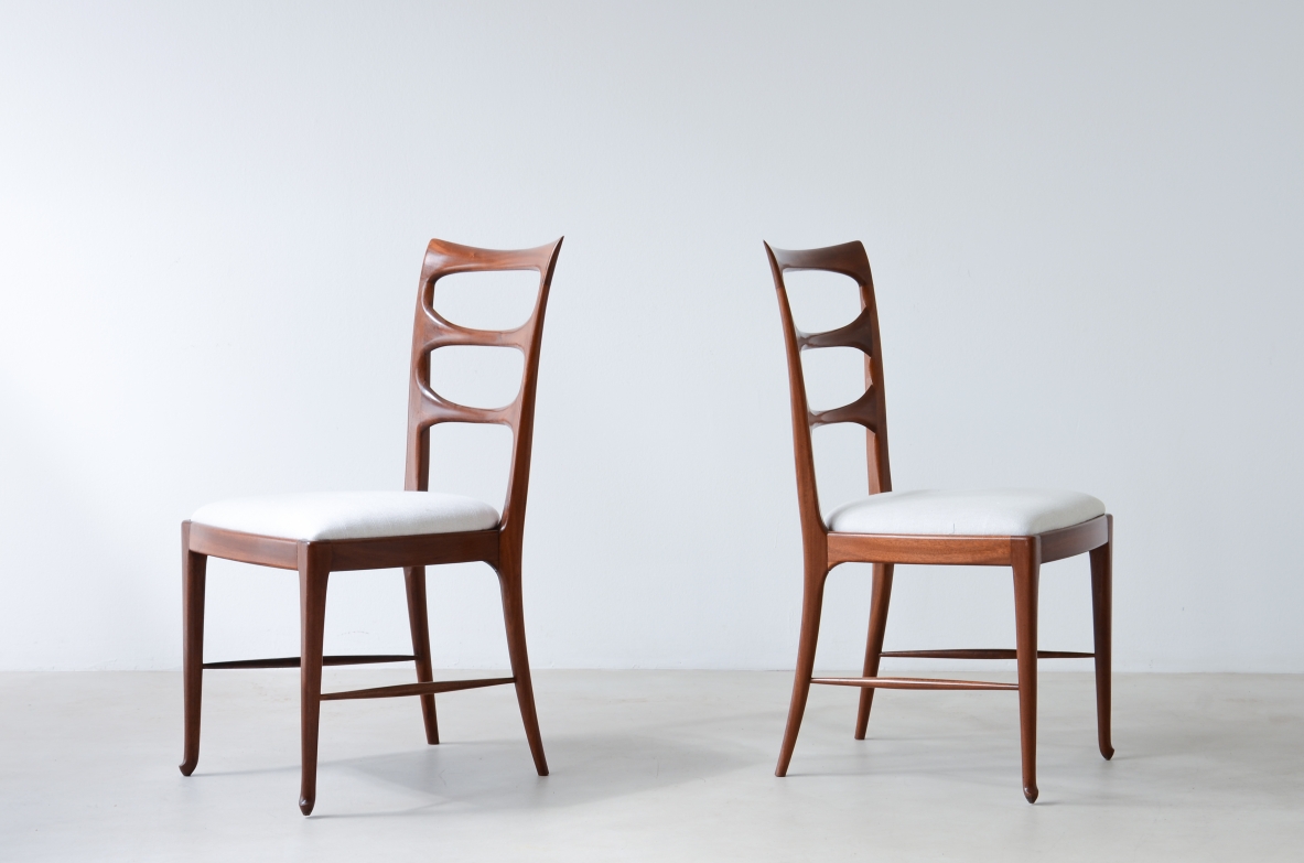 Paolo Buffa (1903-1970)  Group of 12 chairs made up of two variations of the same model.  Serafino Arrighi manufacture approx. 1940