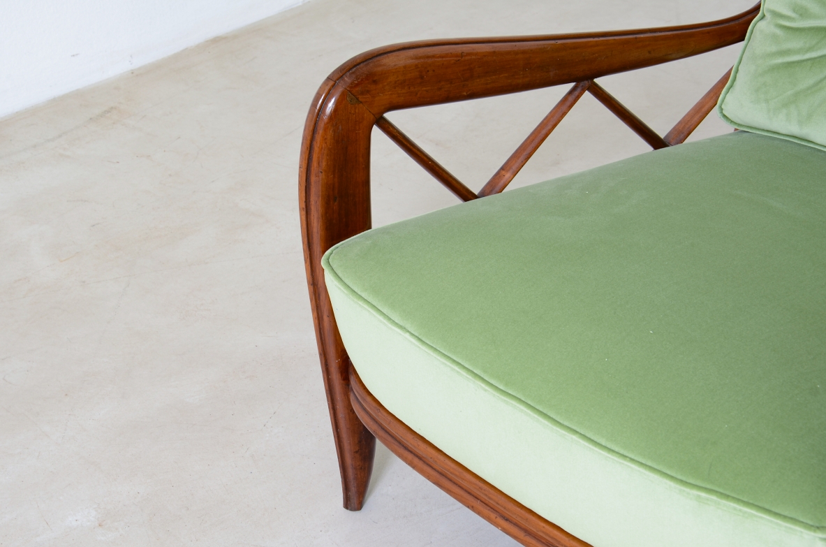 Paolo Buffa, pair of cherry wood armchairs, 1935ca.