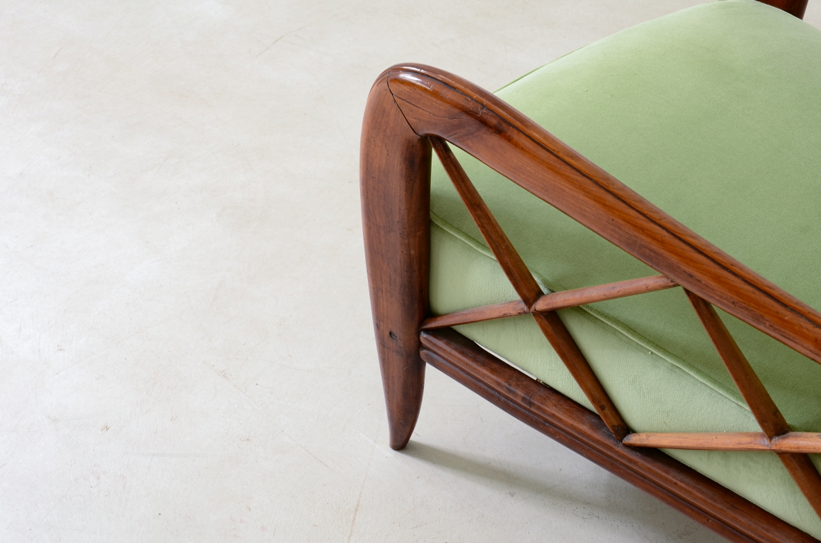 Paolo Buffa, pair of cherry wood armchairs, 1935ca.