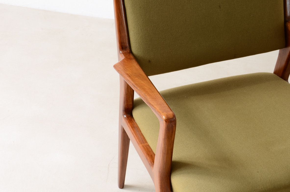 Pair of modernist walnut armchairs.  Italian manufacture 1950