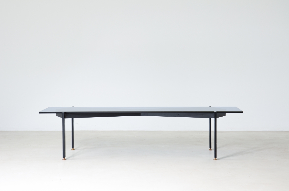 Fontana Arte Milan  Very refined coffee table with thick blue cut glass top. 60's