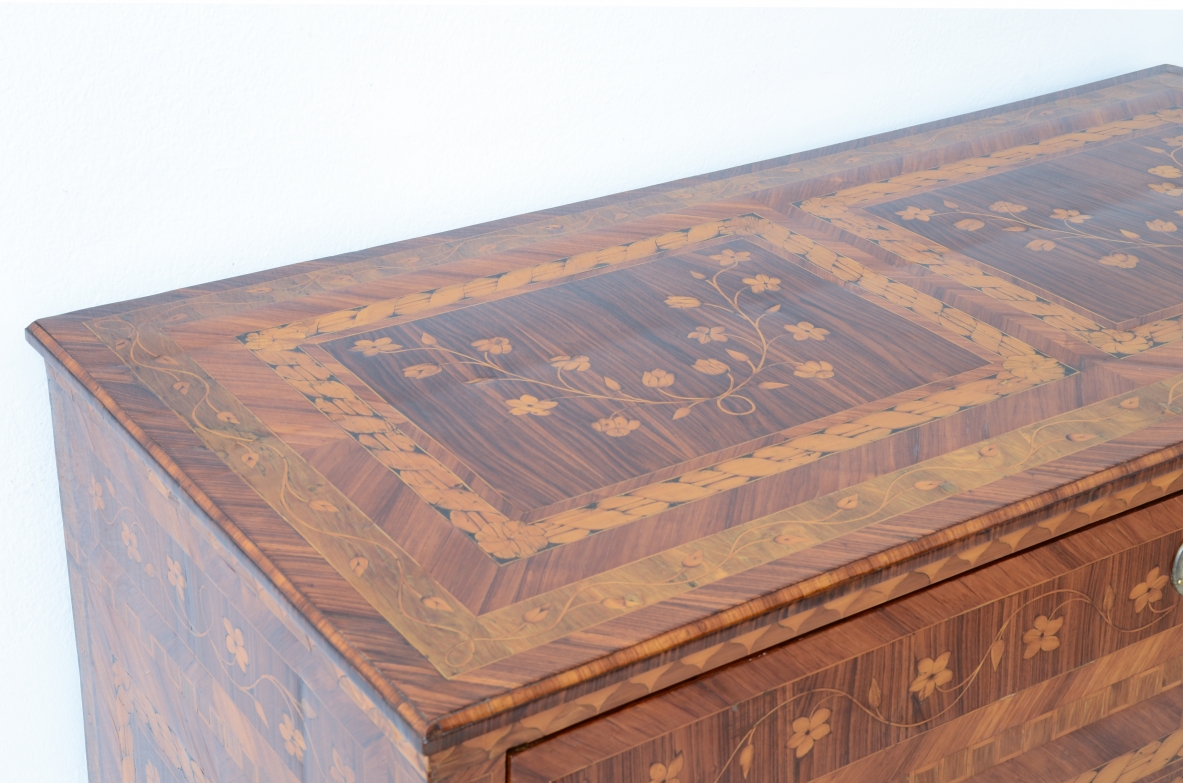 Extraordinary inlaid cabinet with two drawers.  Louis XVI era,