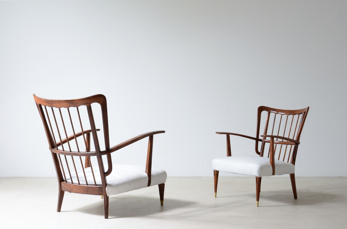 Paolo Buffa. Two rare cherry wood armchairs, collection italian design, children size