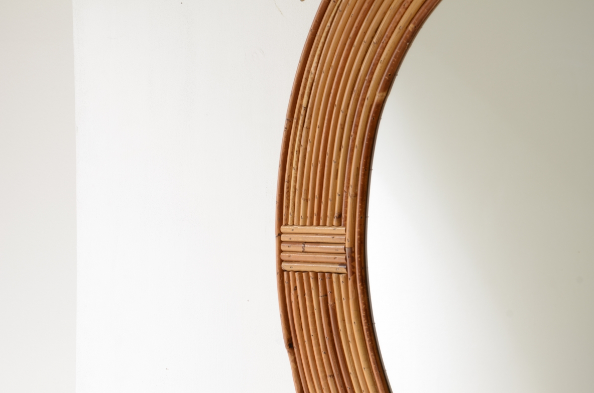 Vivai del Sud  Oval shaped tropical rattan mirror.