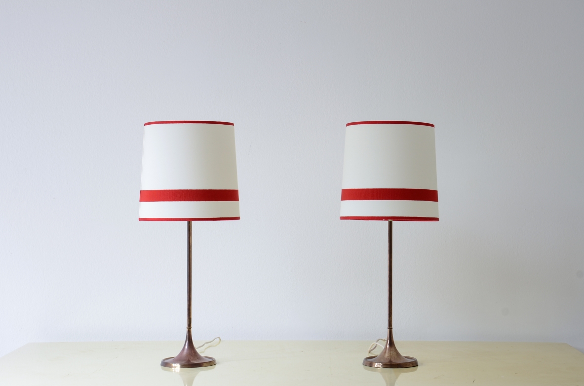 Pair of brass table lamps. Manifacture Bergboms, Sweden 1960s.