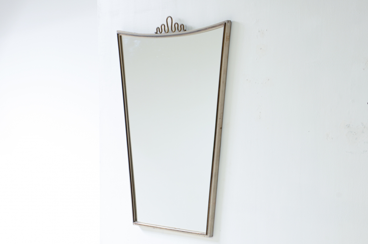 Gio Ponti  Mirror with brass and lacquered metal frame. 1950