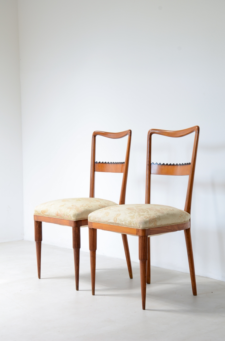 Fratelli Marelli  6 cherry chairs with open backrest 1950