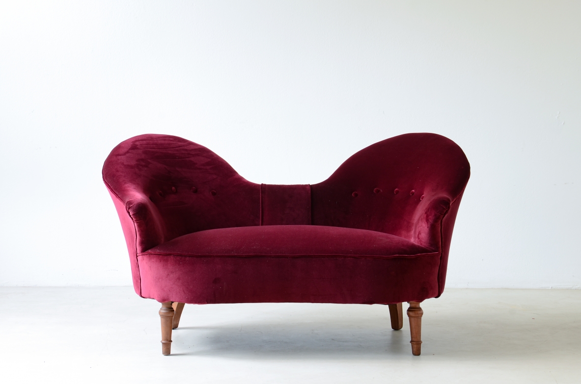 Cesare Lacca  Two-seater conversation sofa Italian manufacture ca. 1950.