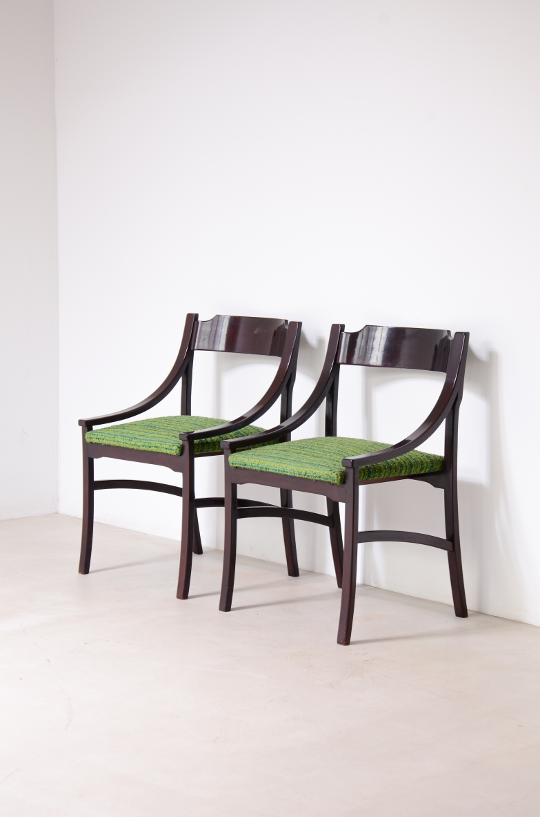 Melchiorre Bega 4 chairs in shaped wood, 1964.
