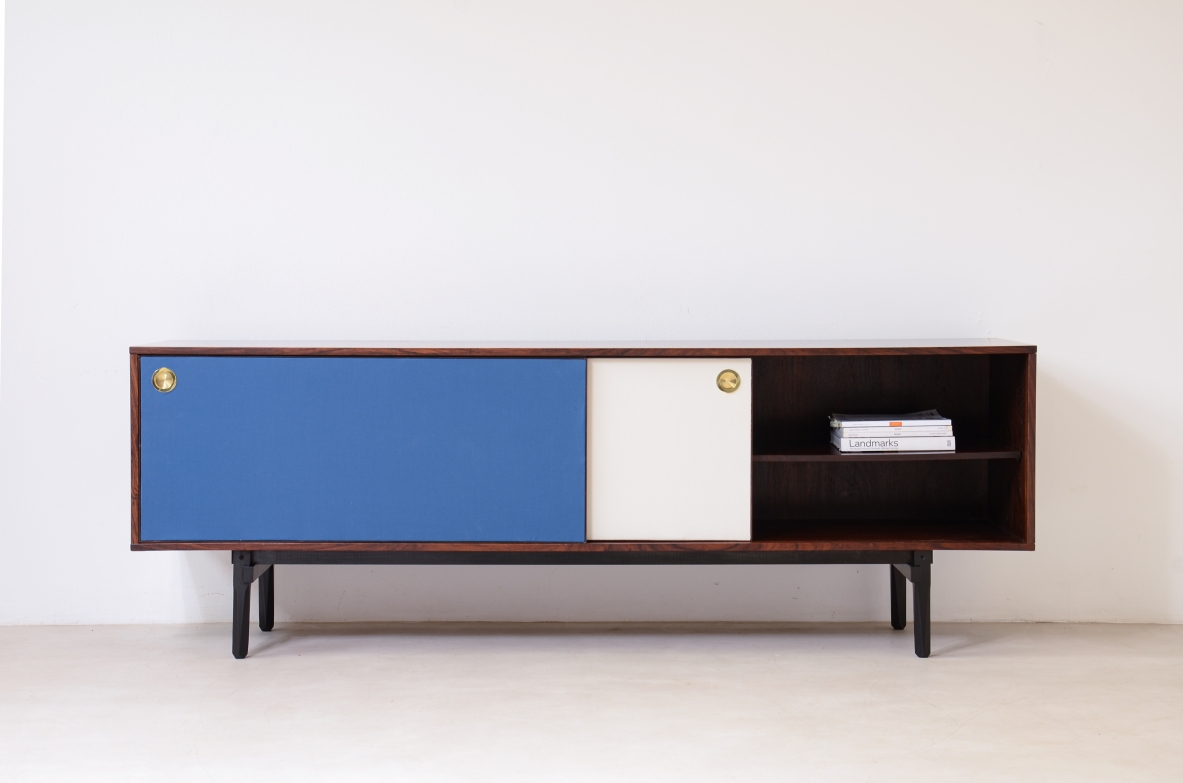 Cabinet with two sliding doors and side drawers, Stildomus custom made, around 1960.