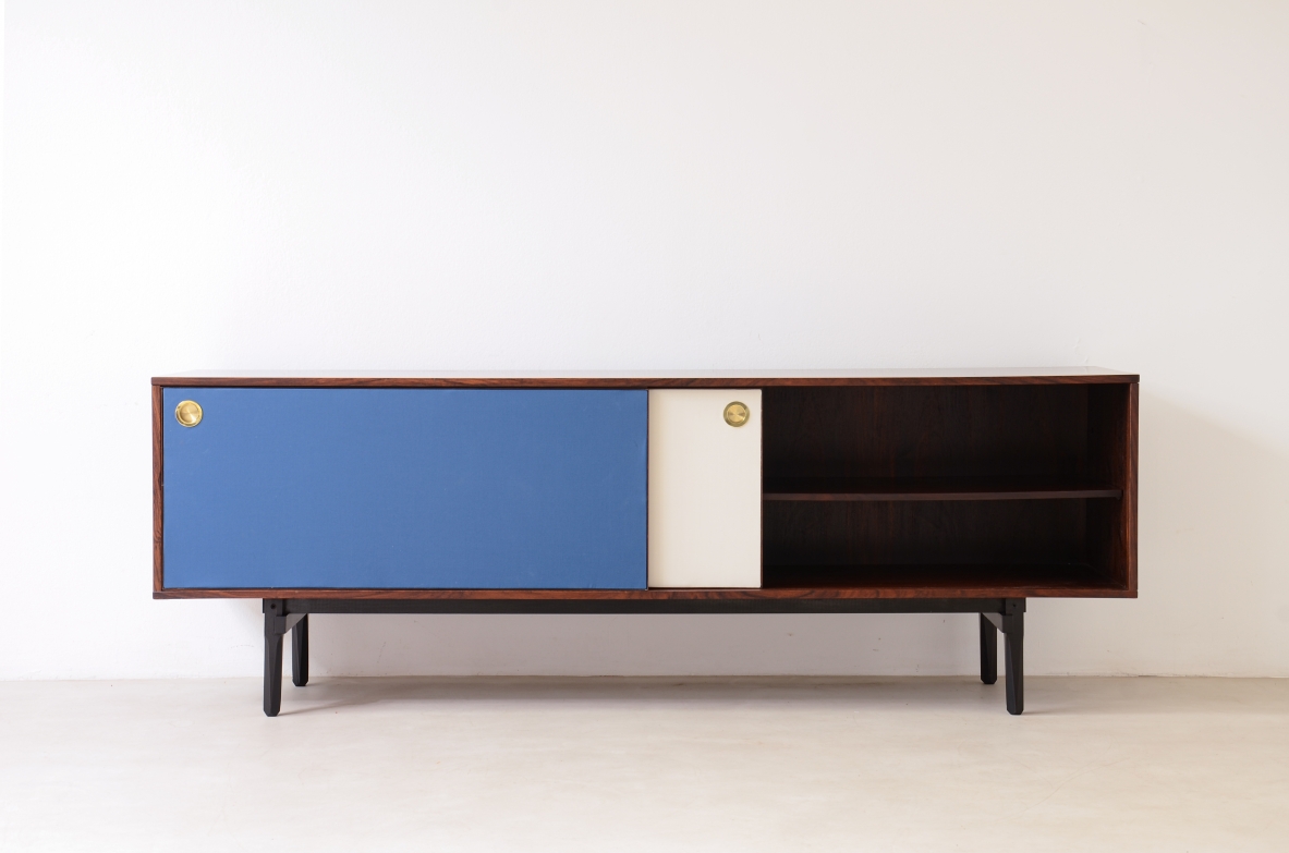 Cabinet with two sliding doors and side drawers, Stildomus custom made, around 1960.