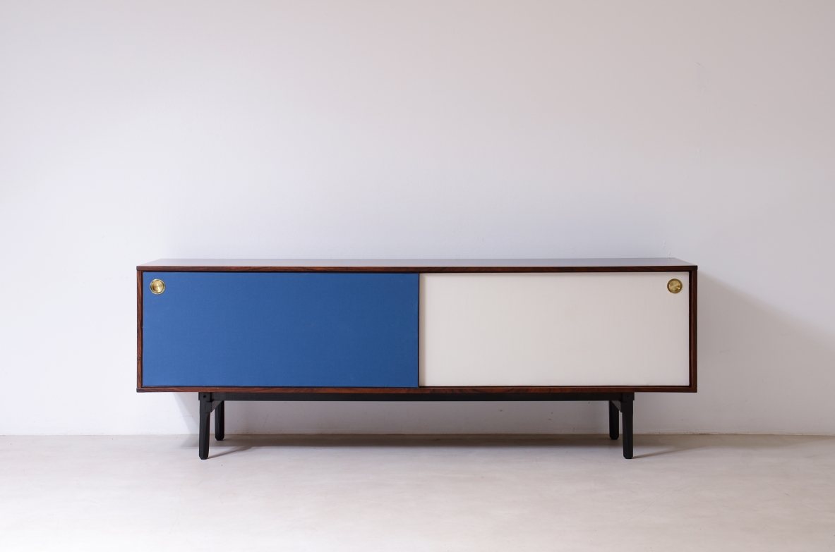 Cabinet with two sliding doors and side drawers, Stildomus custom made, around 1960.