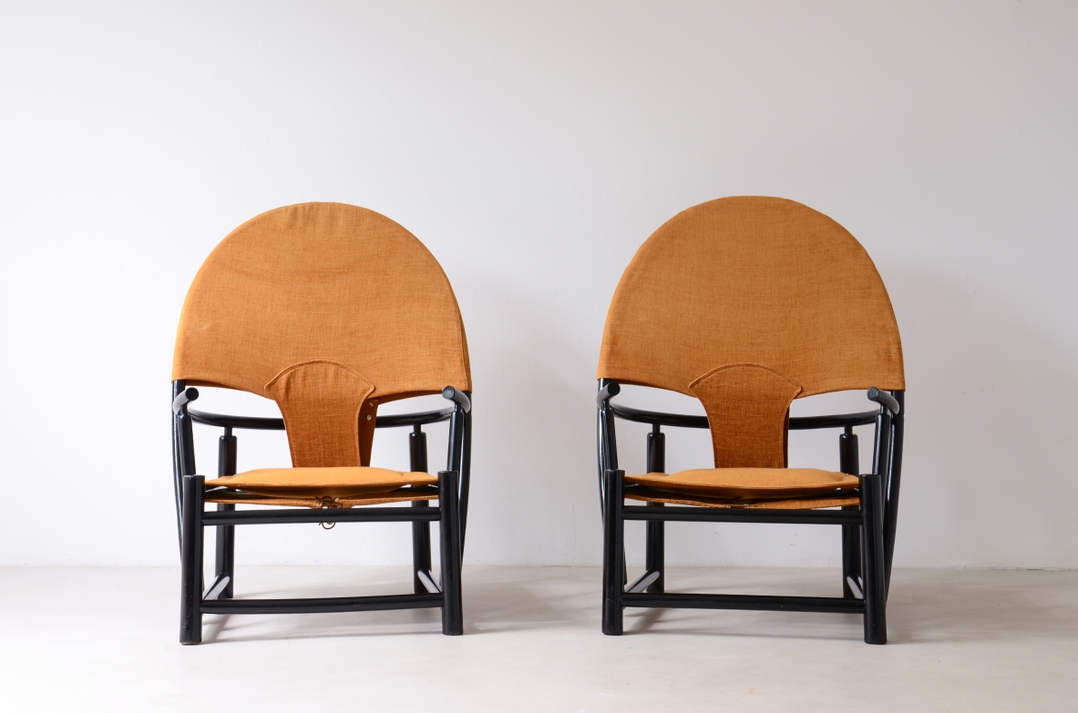 Werther Toffoloni and Piero Palange  Pair of armchairs in lacquered wood. Germa, Italy, 1972.