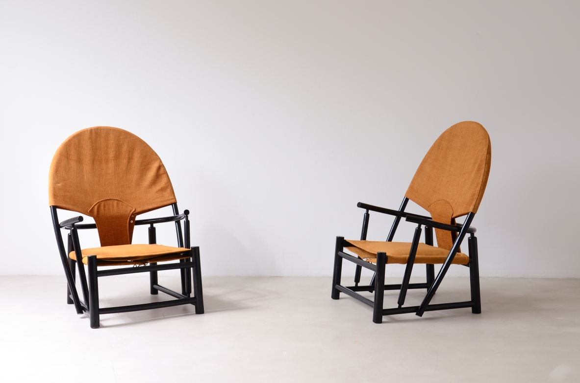 Werther Toffoloni and Piero Palange  Pair of armchairs in lacquered wood. Germa, Italy, 1972.