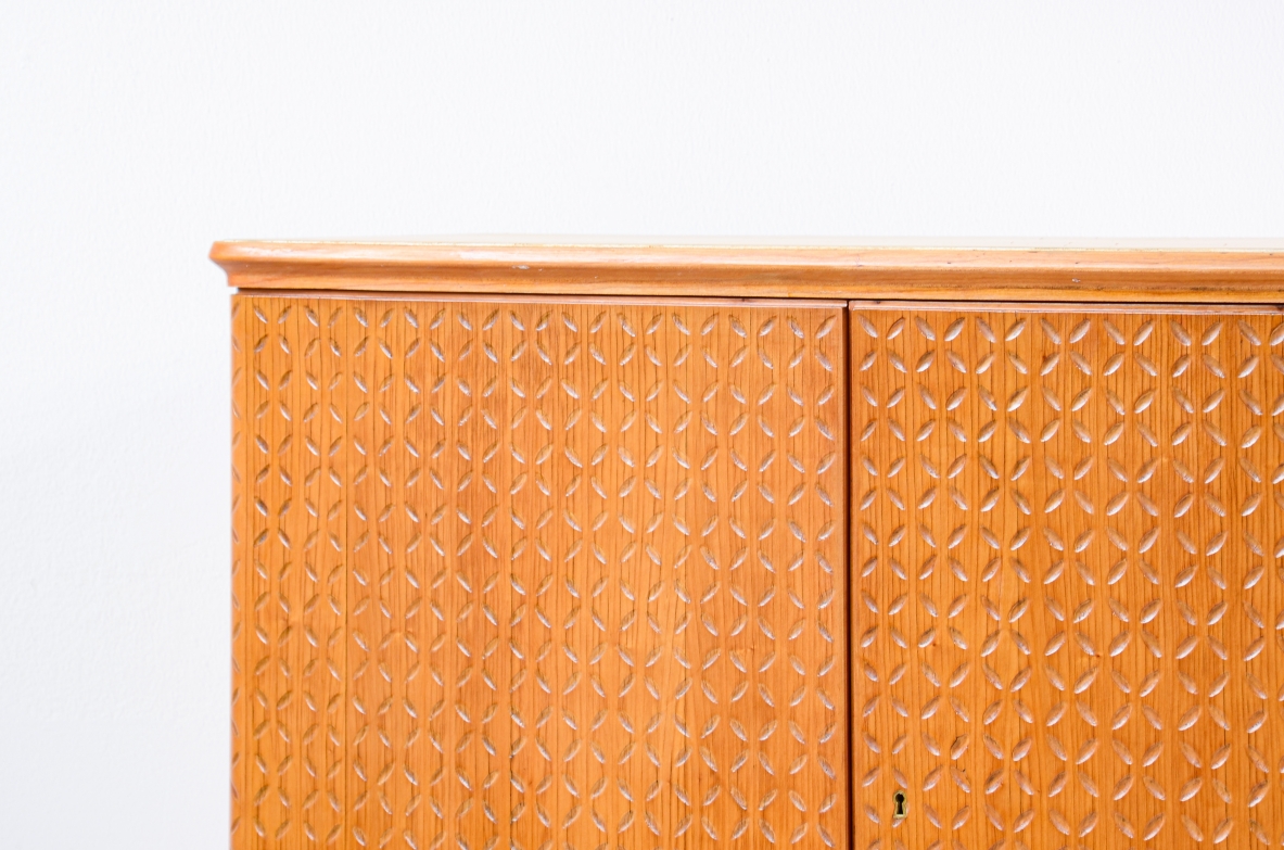 ABV Borsani  Elegant two-door cabinet with carved motifs.1940s.