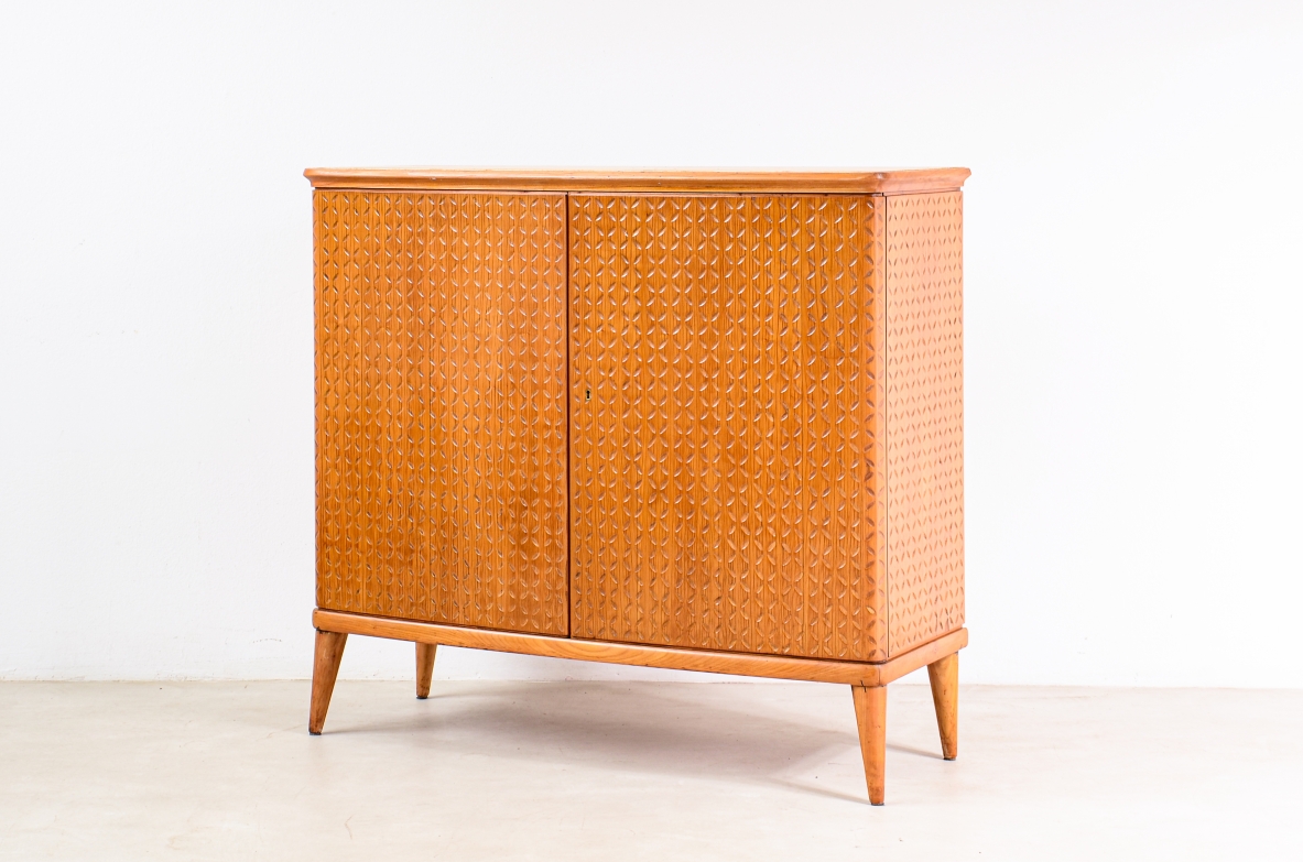 ABV Borsani  Elegant two-door cabinet with carved motifs.1940s.