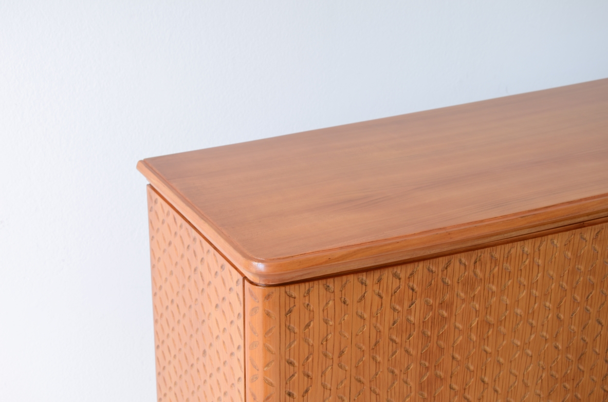 ABV Borsani  Elegant two-door cabinet with carved motifs.1940s.