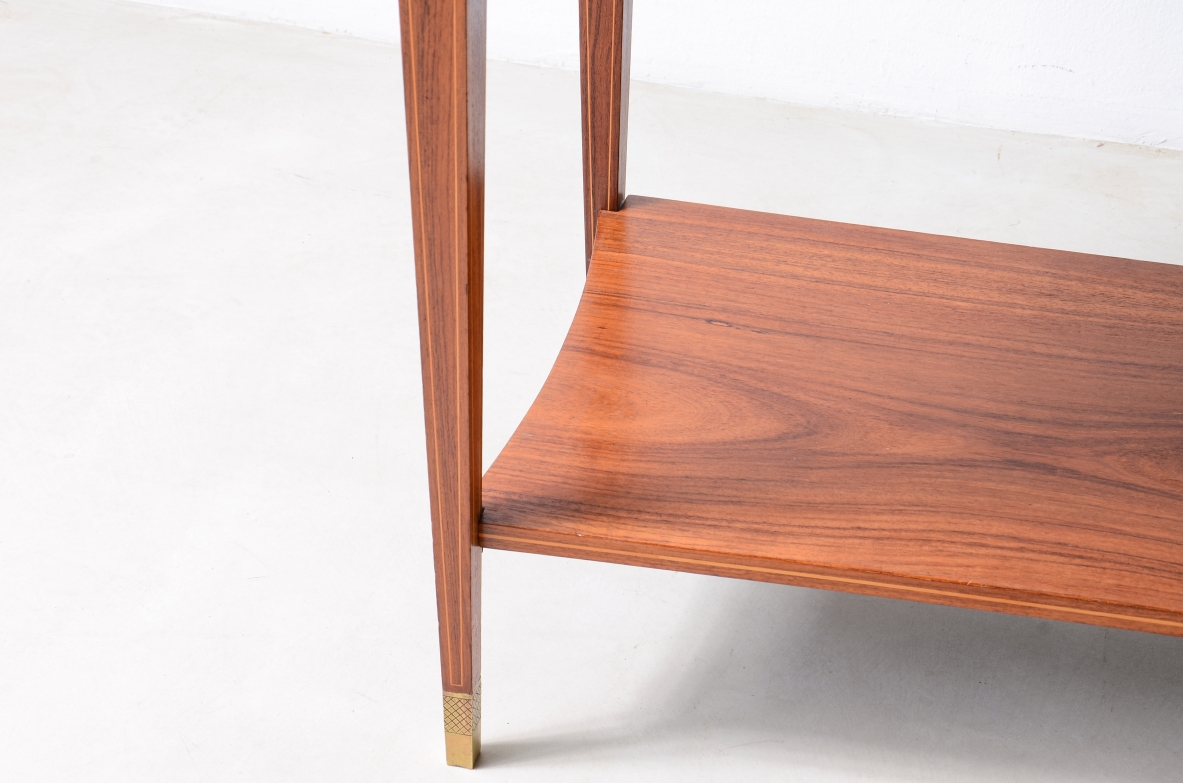 Antonio Cassi Ramelli  Large console with marble top from Portugal. Light wood threaded decorations in classic style 1950