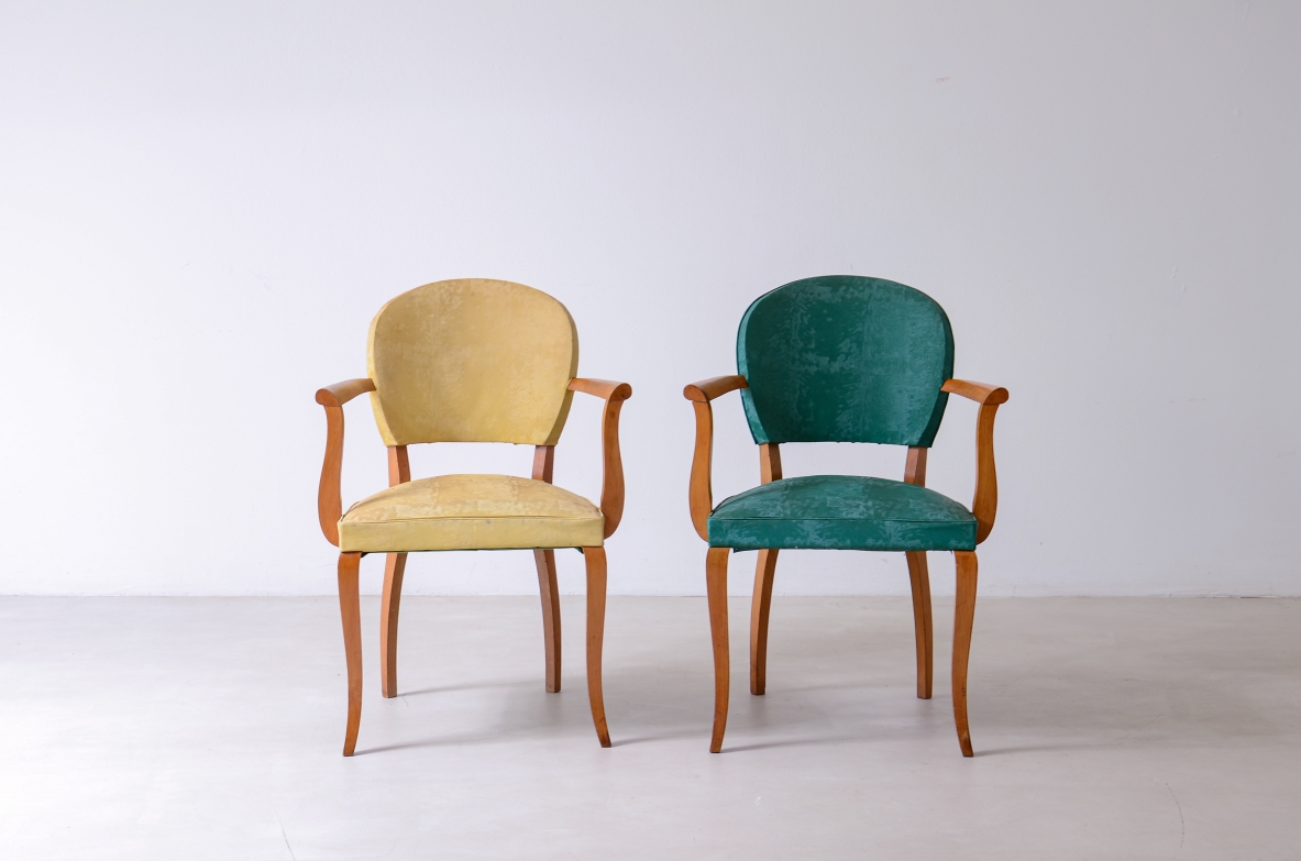 Two blond wood armchairs Art Deco period, ca. 1930.