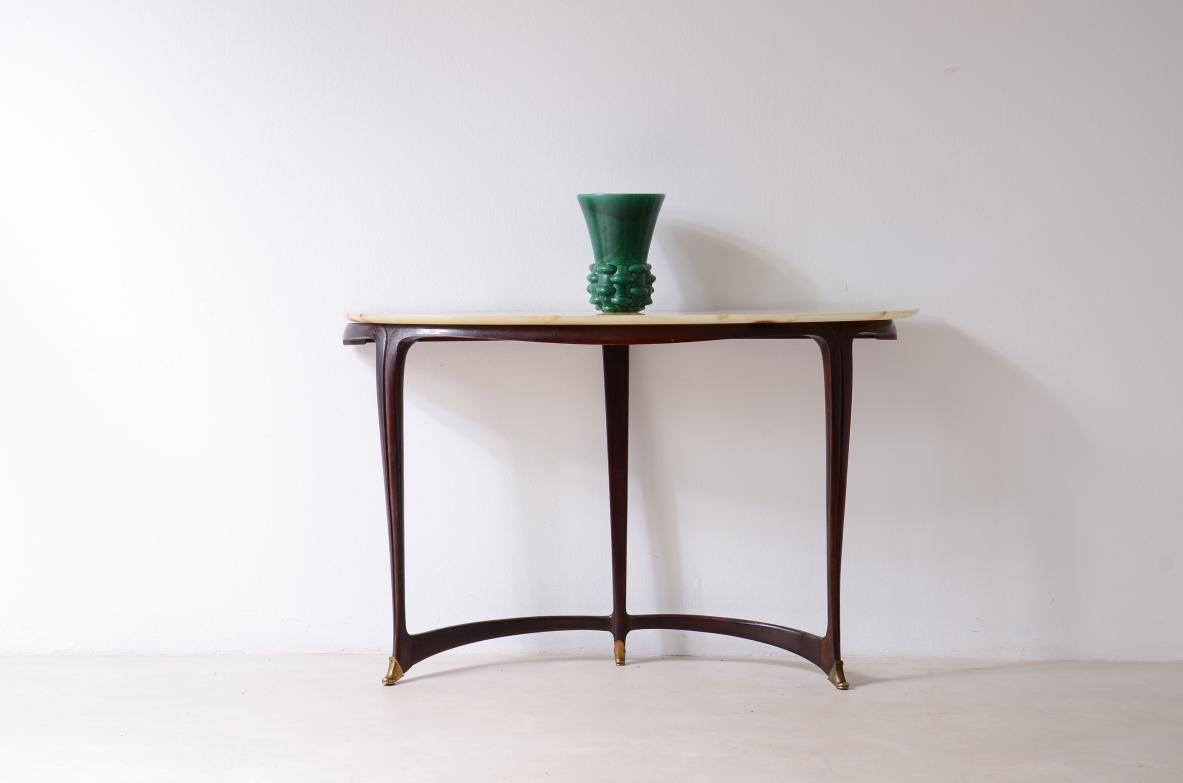 Carlo Enrico Rava (1903-1986) console in legno con piano in marmo 1950ca. Carlo Enrico Rava (1903-1986) console in legno con piano in marmo 1950ca.