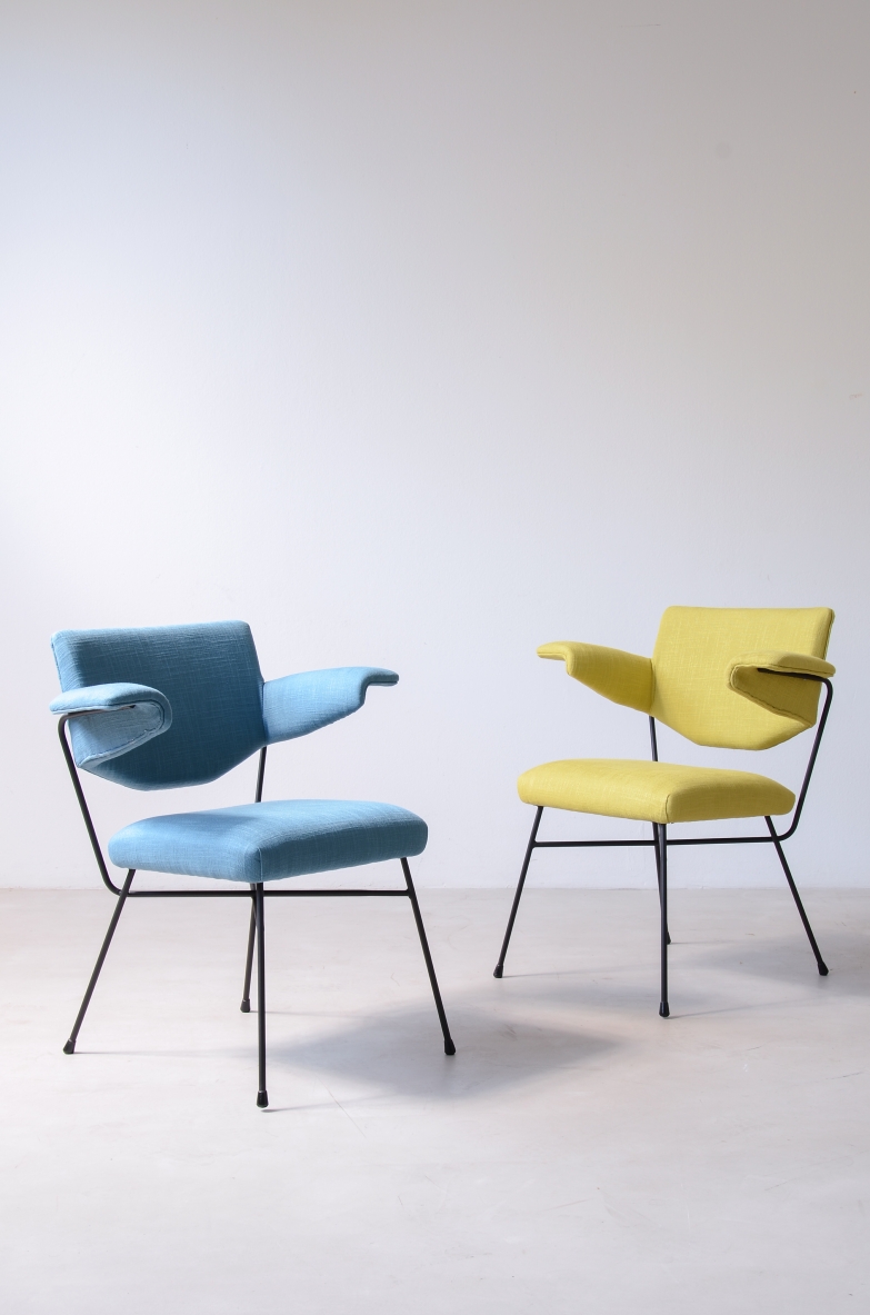 Coppia di poltroncine modello "Urania" disegnate da BBPR,Arflex, Italia, 1954