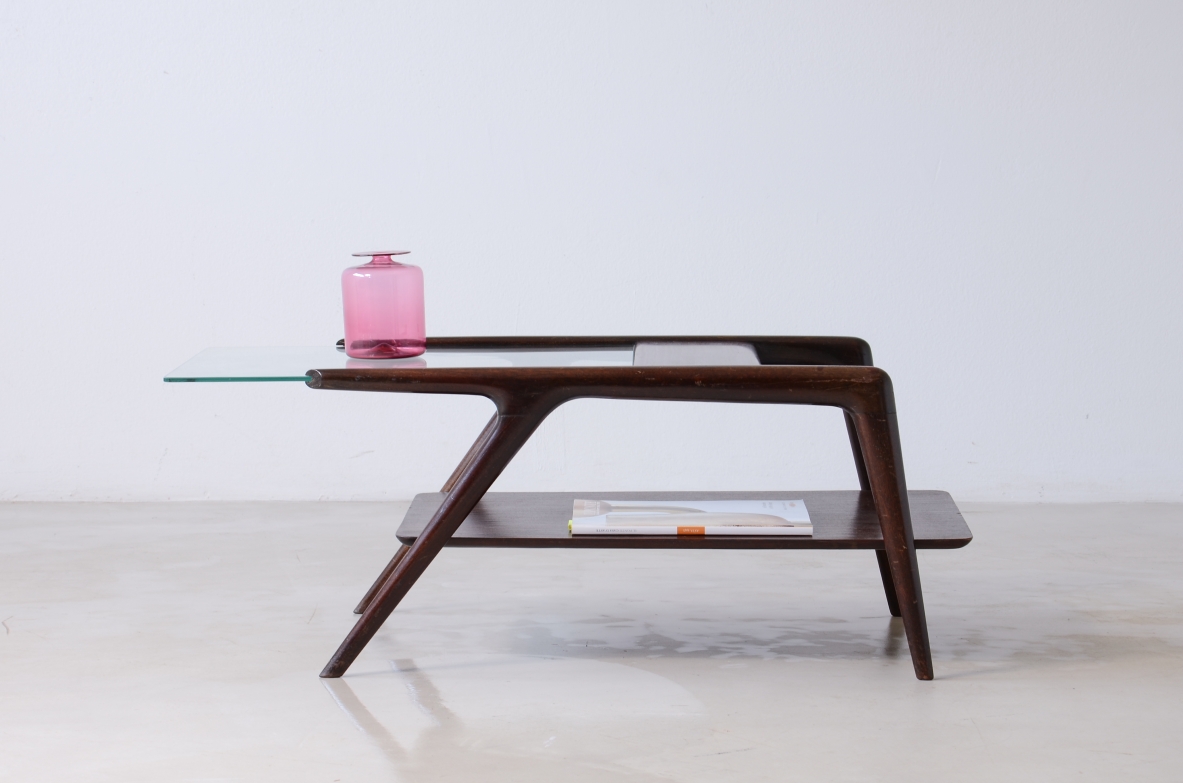 Small Coffee table, glass top by Isa Bergamo, 1950