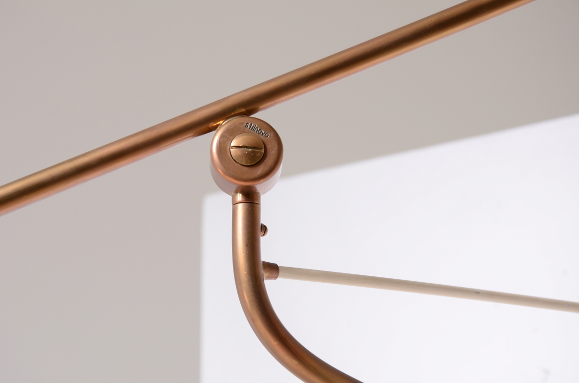 Stilnovo Milano, Adjustable lamp with a brass stem and painted metal shade.