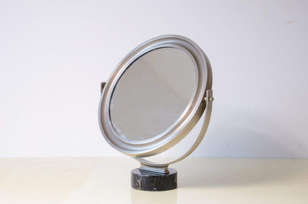 Sergio Mazza  Tilting steel table mirror Made by Artemide, circa 1960.