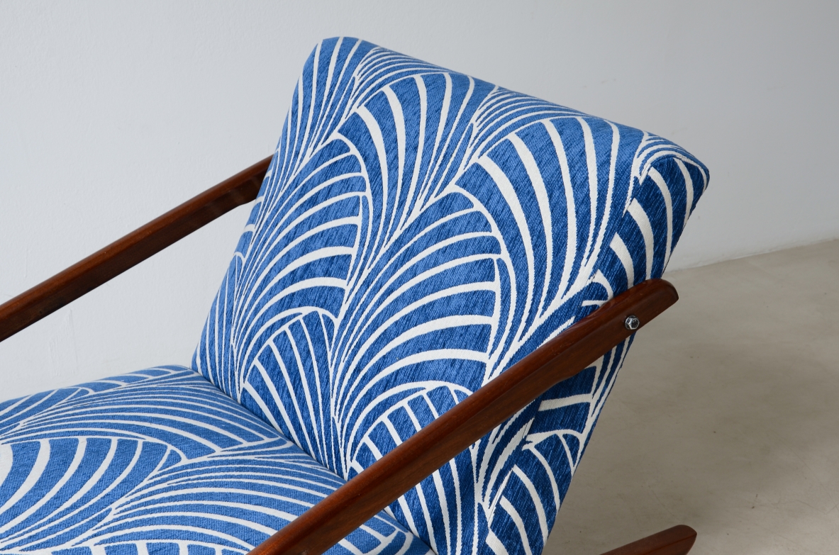 pair of wooden reclining armchairs, Made by ISA Bergamo in 1954.