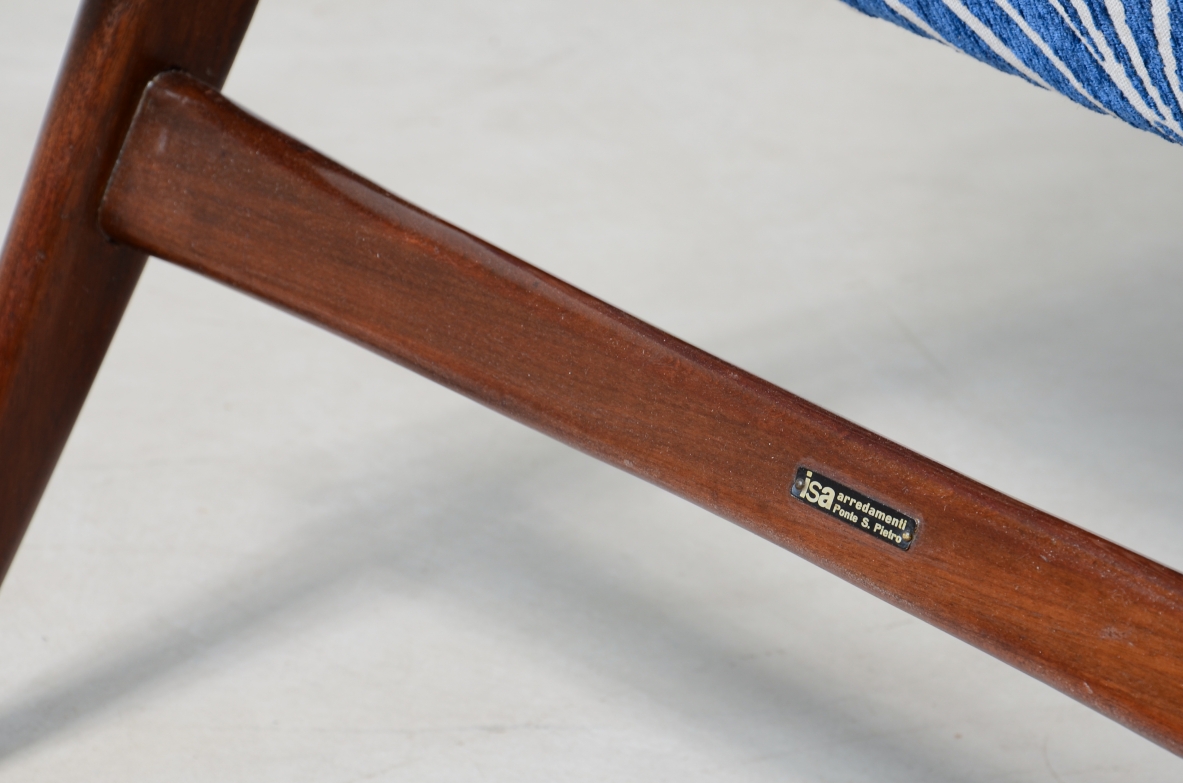 pair of wooden reclining armchairs, Made by ISA Bergamo in 1954.
