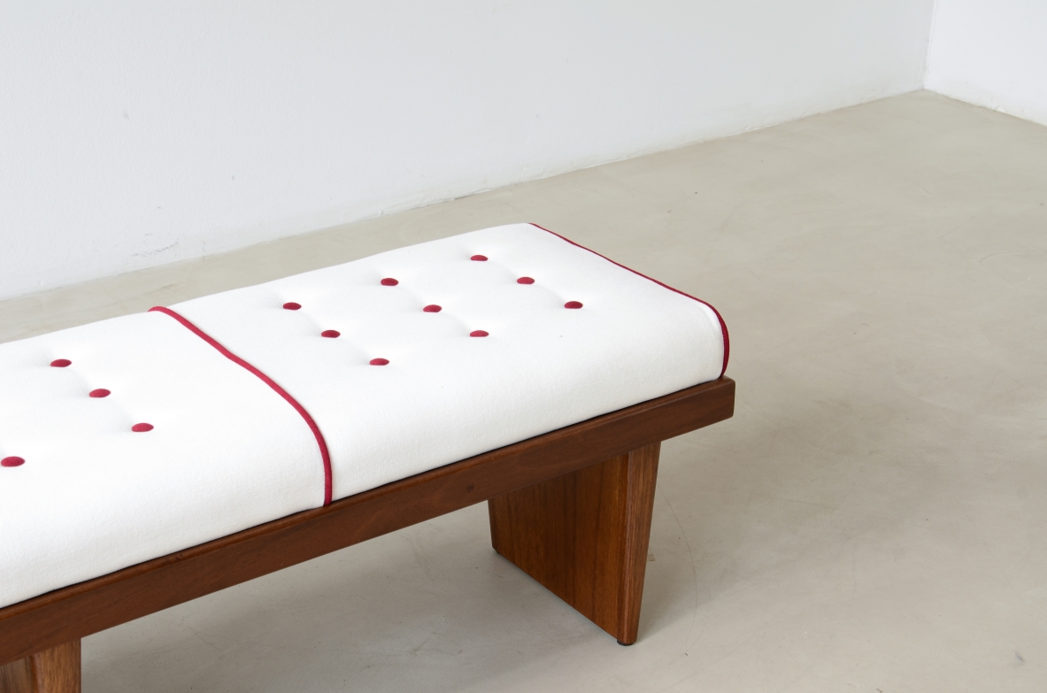 elegant bench with wooden frame and three uprights. Attribution Gio Ponti, 1950ca.