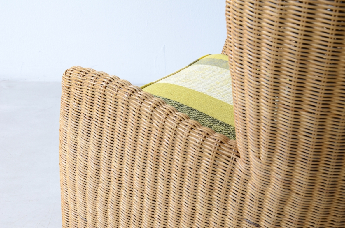 Two large woven rattan armchairs, Italian manufacture
