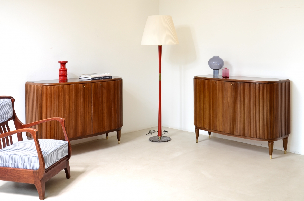 Two elegant twin cabinets in blond wood Borsani 1940