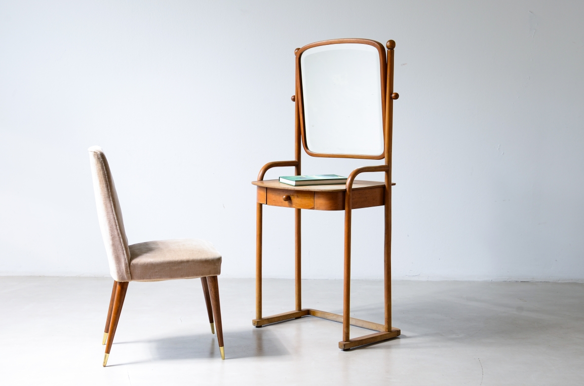 Jacob & Josef Kohn, Elegant bentwood vanity. Vienna, ca. 1910.