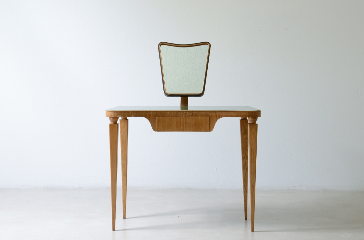 Elegant ash vanity console. Italian manufacture, circa 1940.