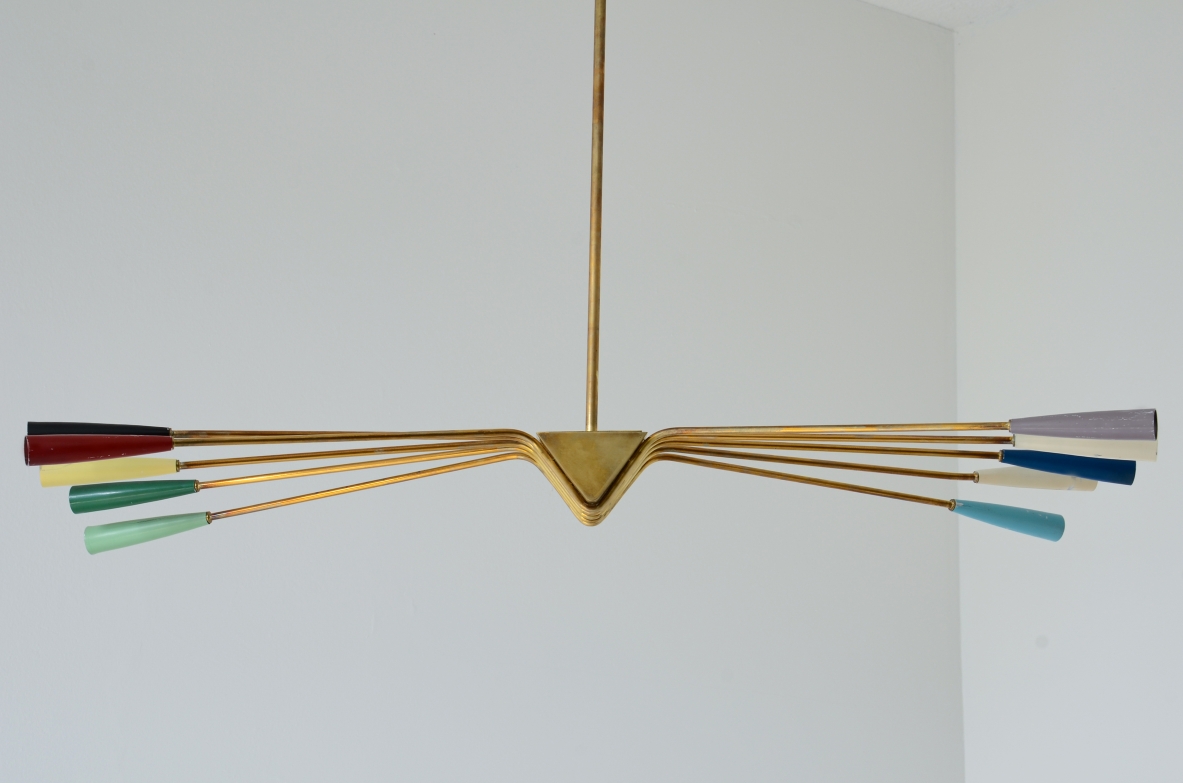 Oscar Torlasco  Large 10-light chandelier, Manufactured by Lumi Milano, ca.1950.