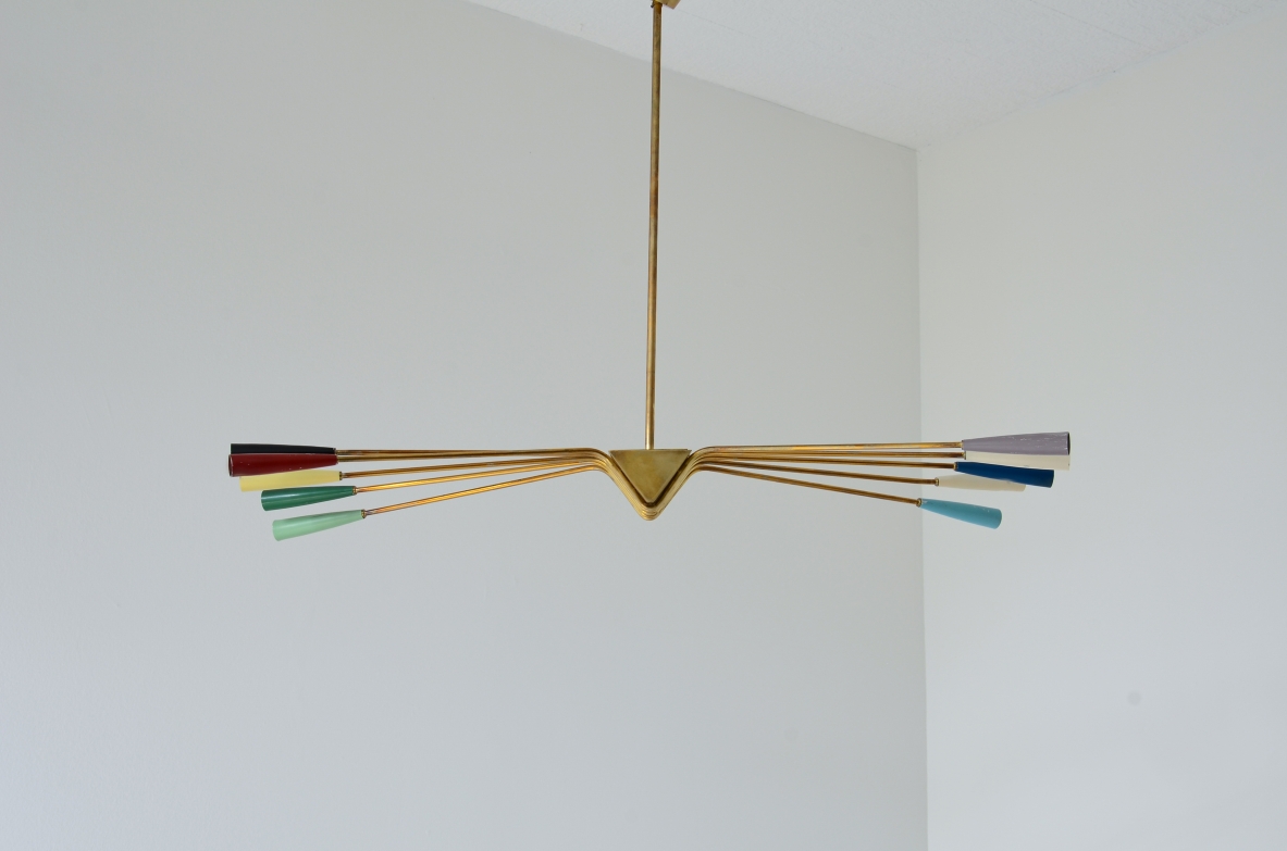Oscar Torlasco  Large 10-light chandelier, Manufactured by Lumi Milano, ca.1950.