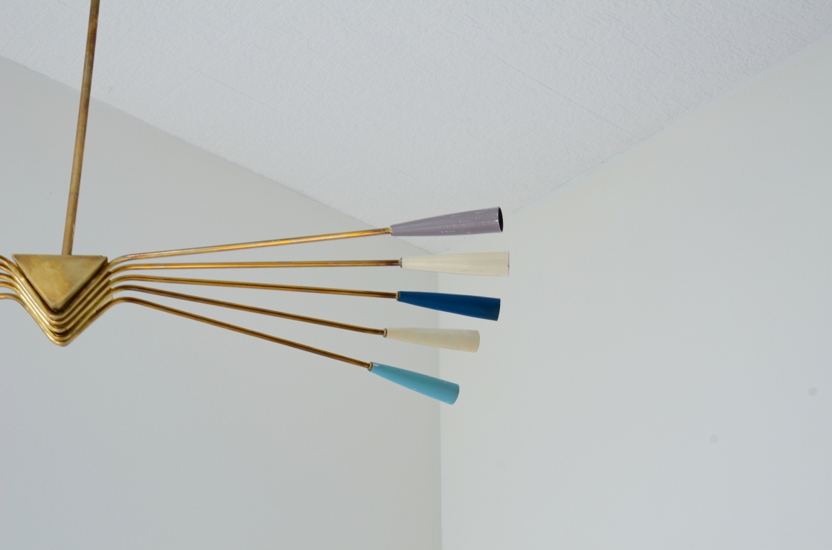 Oscar Torlasco  Large 10-light chandelier, Manufactured by Lumi Milano, ca.1950.