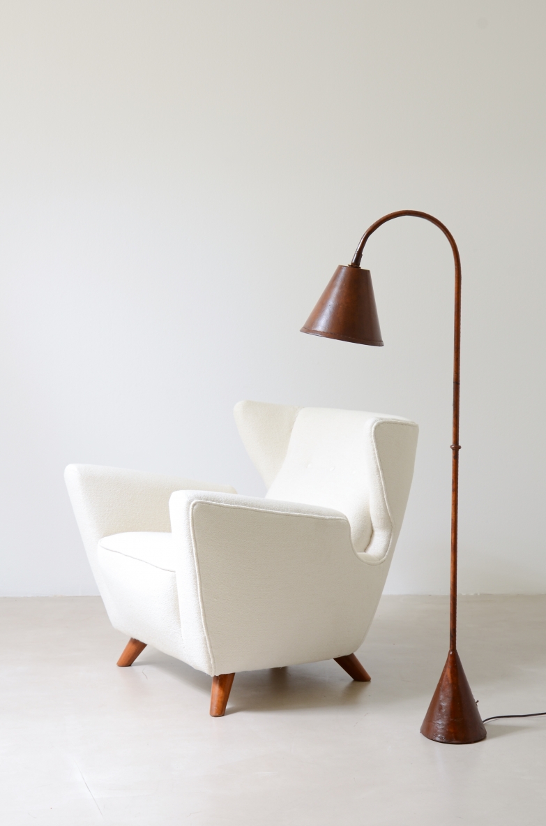 Jaques Adnet leather reading lamp