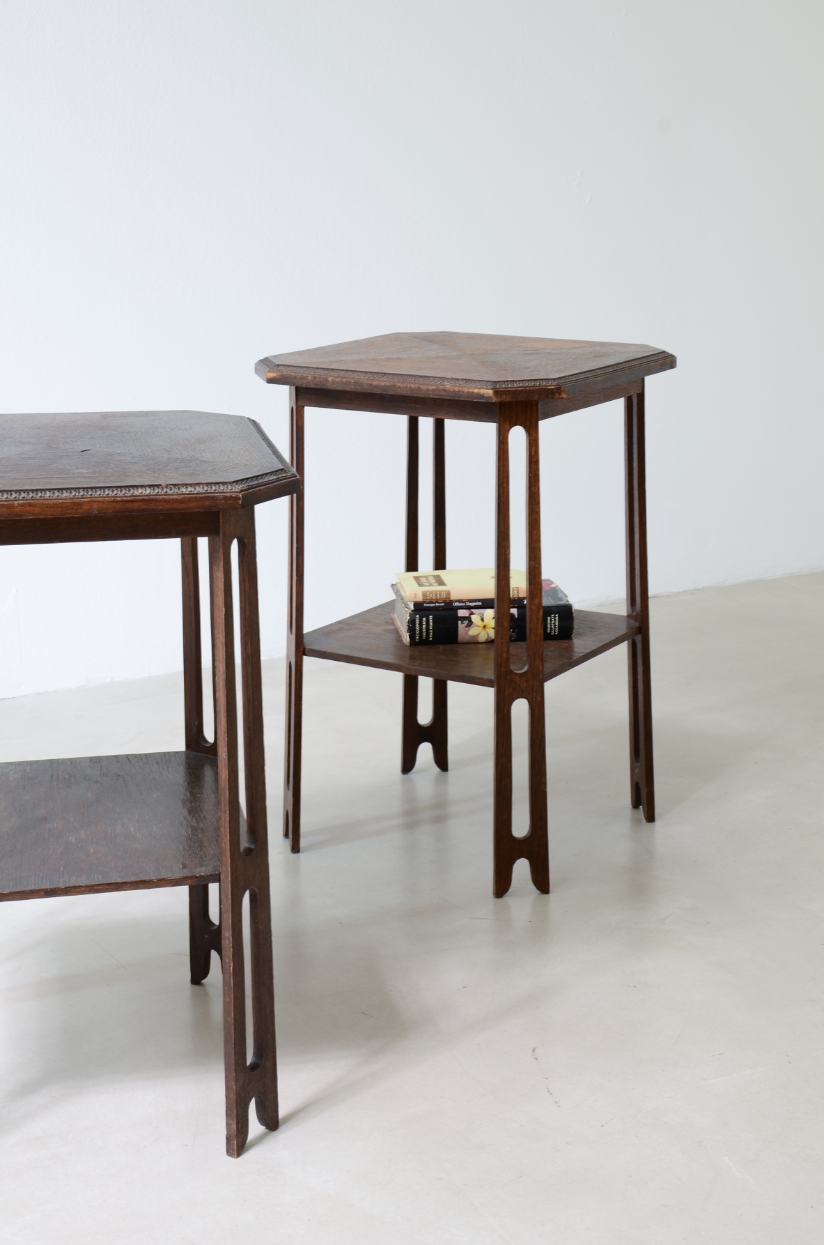 Joseph Maria Olbrich 1930's Pair of shaped wooden coffee tables.