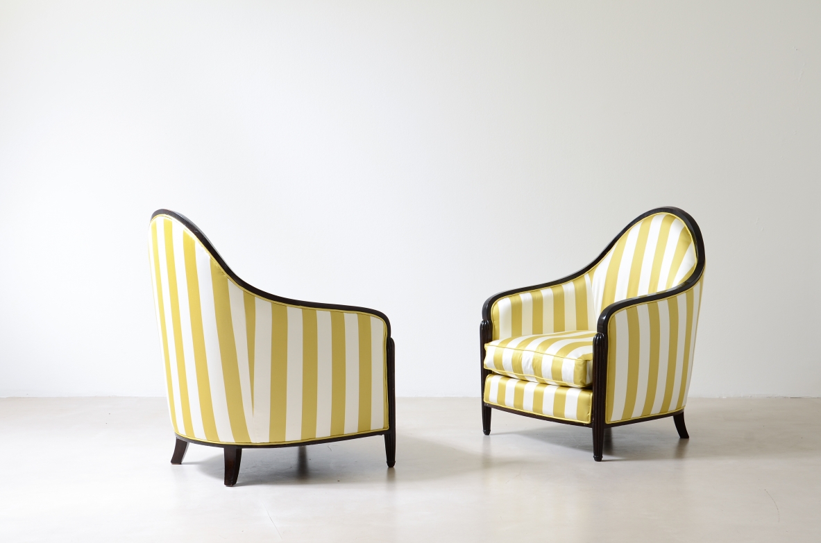 Pair of elegant armchairs French manufacture, Art Deco period, ca. 1930.