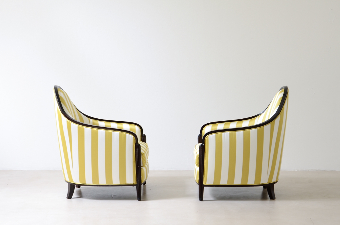 Pair of elegant armchairs French manufacture, Art Deco period, ca. 1930.