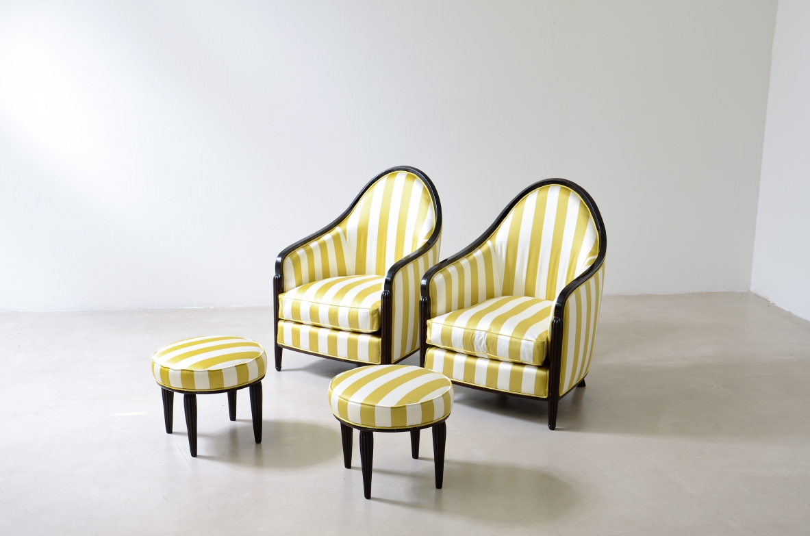 Pair of elegant armchairs French manufacture, Art Deco period, ca. 1930.