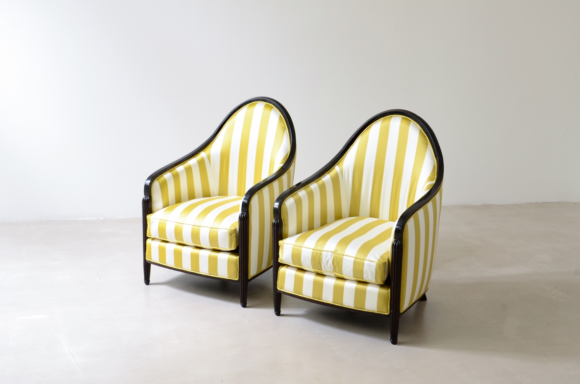 Pair of elegant armchairs French manufacture, Art Deco period, ca. 1930.