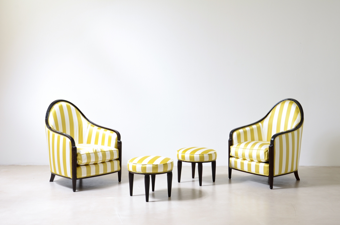 Pair of elegant armchairs French manufacture, Art Deco period, ca. 1930.