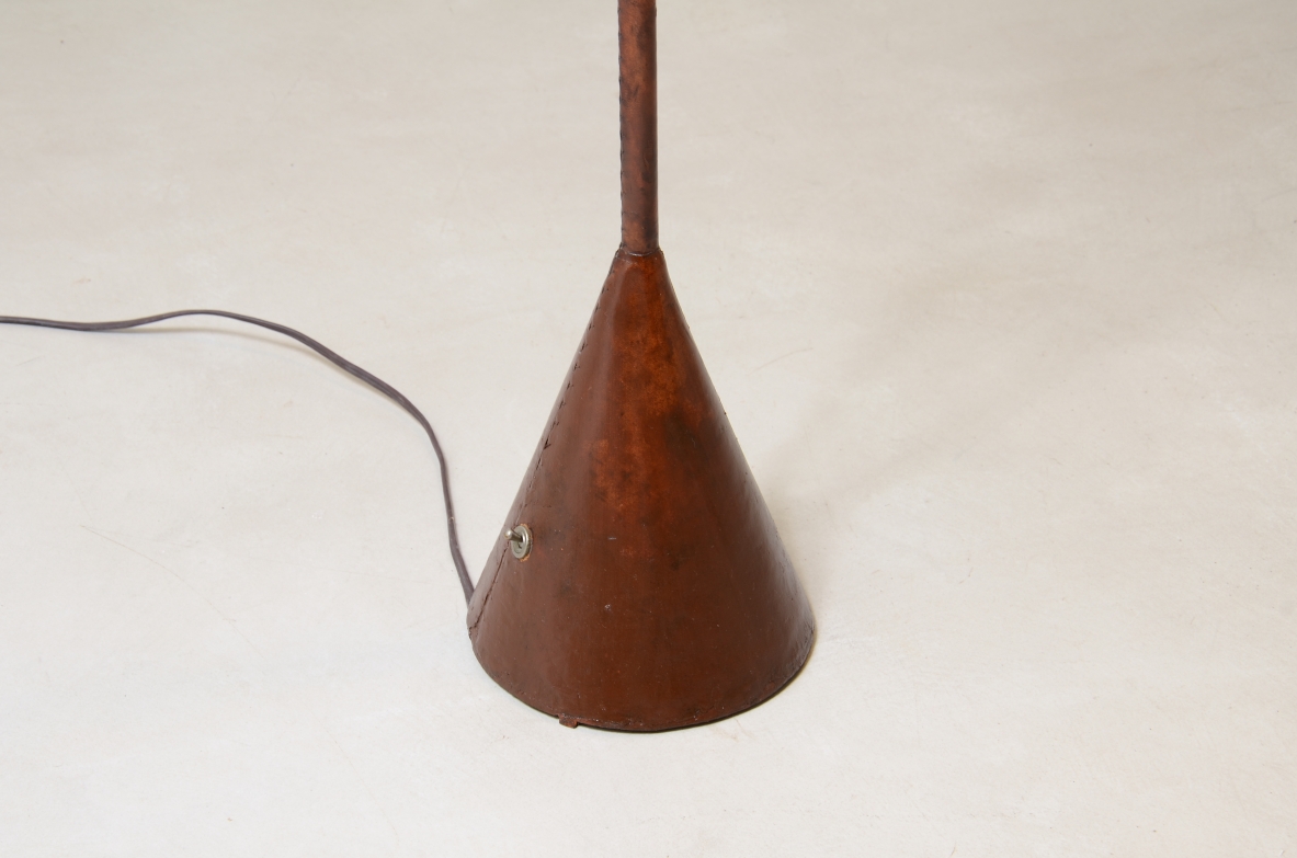 Jacques Adnet  Reading lamp entirely covered in leather. designed for Valenti, Spain, 1940.