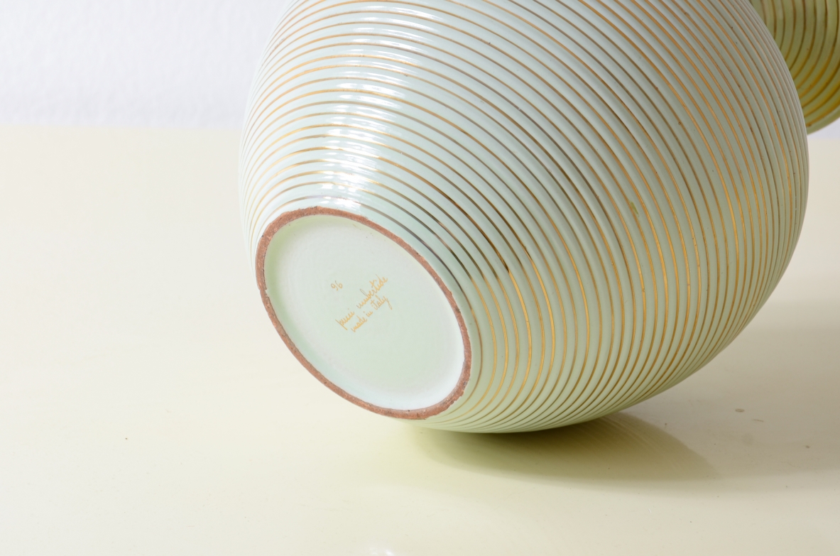 Wheel-thrown glazed ceramic vase.  Rometti Manufactory, Umbertide, c. 1930.