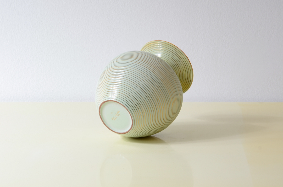Wheel-thrown glazed ceramic vase.  Rometti Manufactory, Umbertide, c. 1930.
