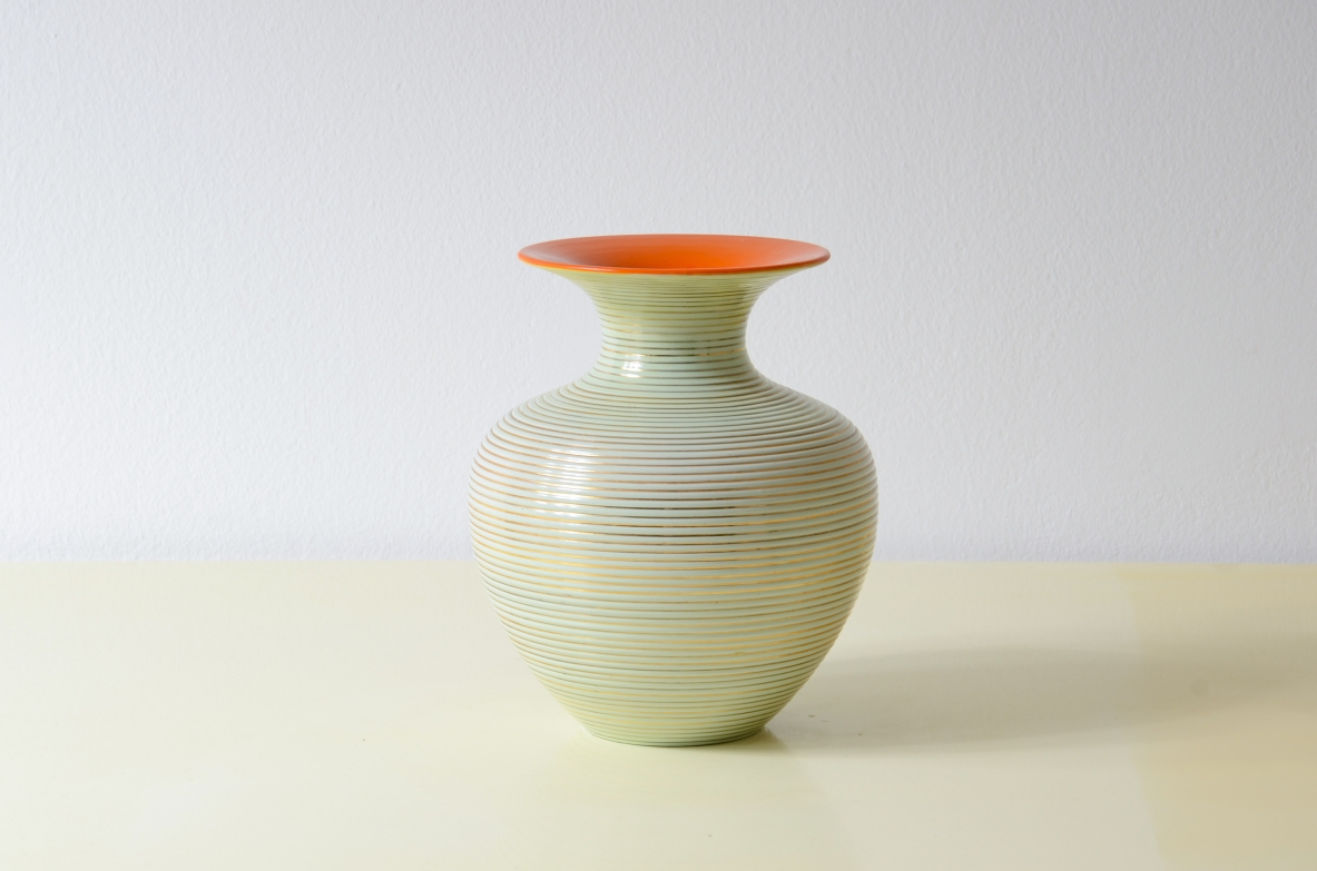Wheel-thrown glazed ceramic vase.  Rometti Manufactory, Umbertide, c. 1930.