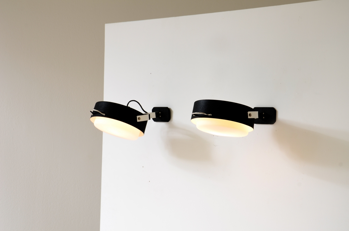 GCME Illuminazione  Set of 4 wall lamps in metal and chrome-plated brass 